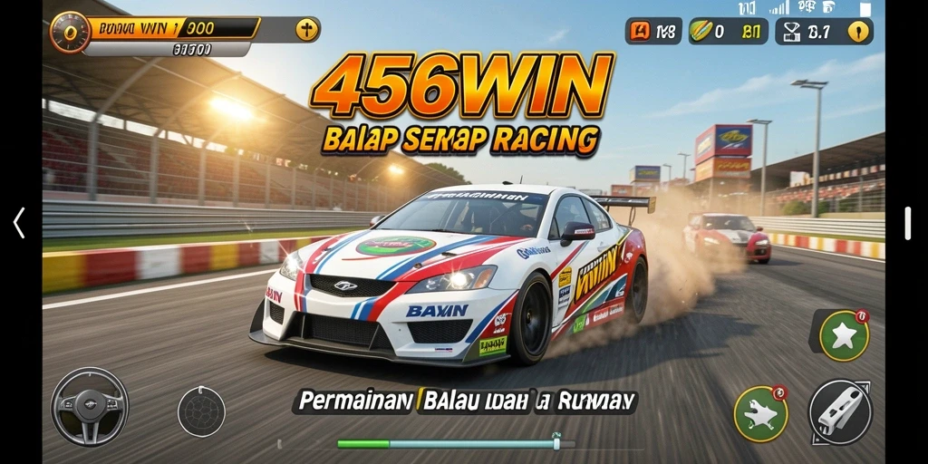 Tangkapan layar 456WIN menampilkan aksi balap mendebarkan dengan mobil cepat.