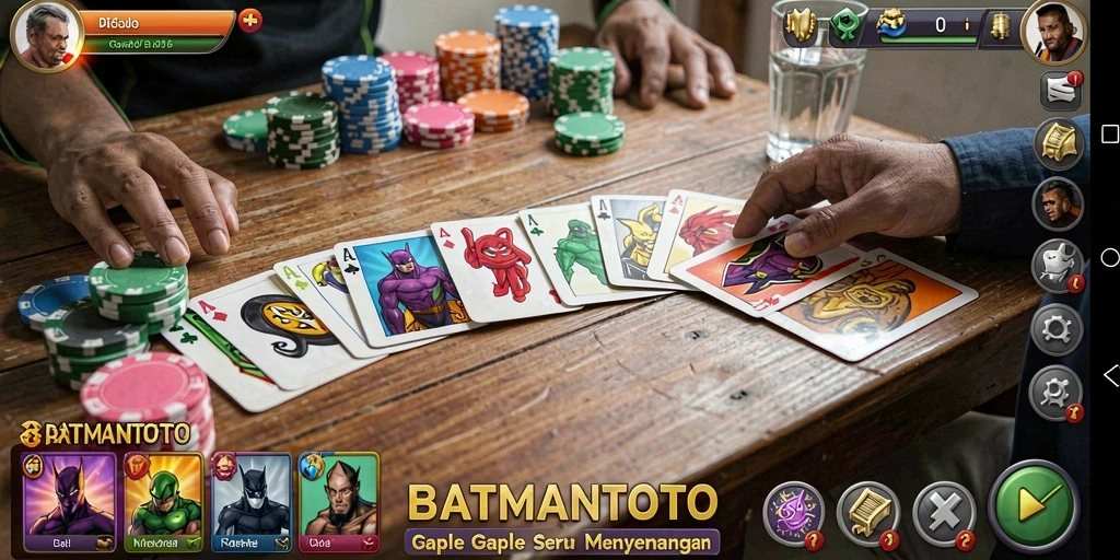 Screenshot gameplay seru dari BATMANTOTO dengan tema Gaple.