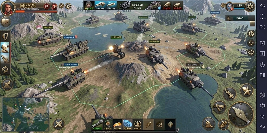 Tampilan gameplay MG525 yang menarik saat bertempur di dunia strategi.
