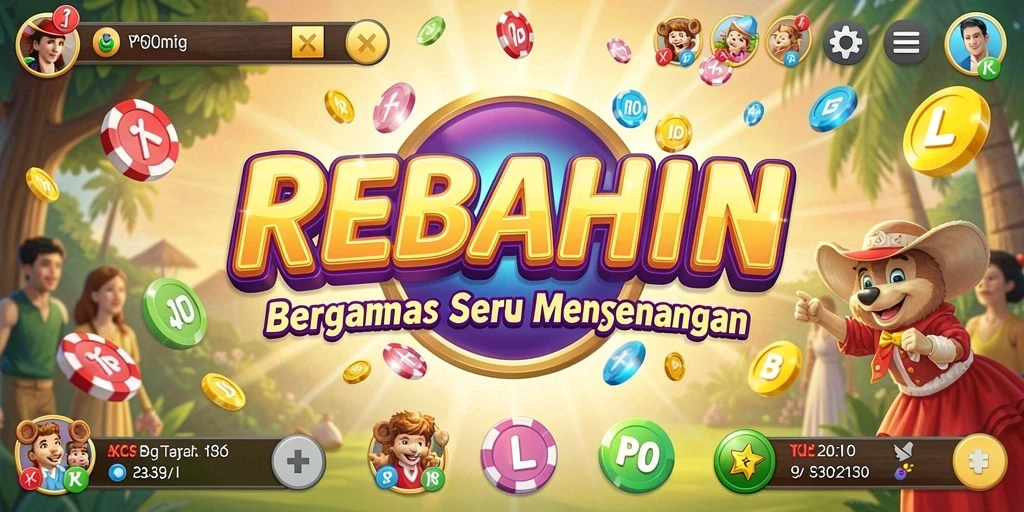 Tampilan gameplay REBAHIN dengan kartu Bingo yang beragam dan interaktif.