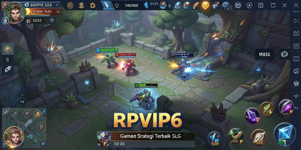 Tangkapan layar gameplay RPVIP6 yang menampilkan pertarungan strategi SLG yang seru.