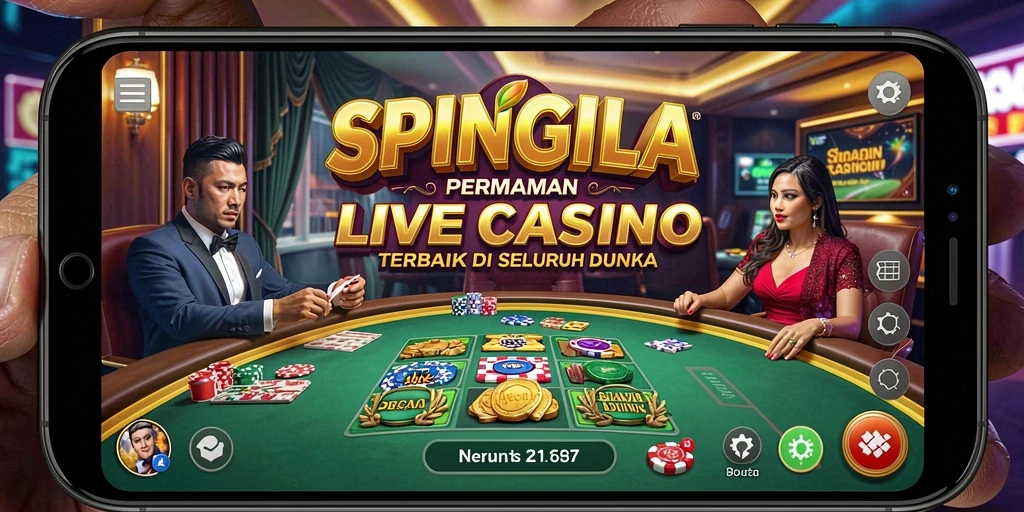 Tampilan gameplay SPINGILA yang menarik dalam suasana Live Casino.