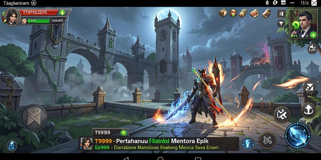 Screenshot T9999 menampilkan aksi menara pertahanan yang mendebarkan.