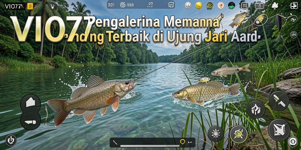 Tampilan gameplay memancing yang seru di VIO77, menangkap ikan dengan mudah.